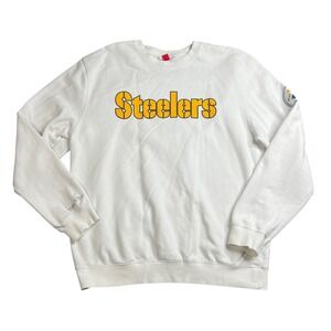 Mitchell & Ness Pittsburgh Steelers White Crewneck Sweatshirt Men's 2XL NFL